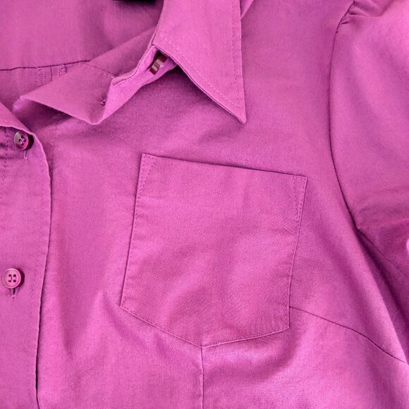 NEW YORK & CO Women's Short Sleeve Fitted Shirt Top  Size M  Deep Fuchsia - Picture 5 of 6